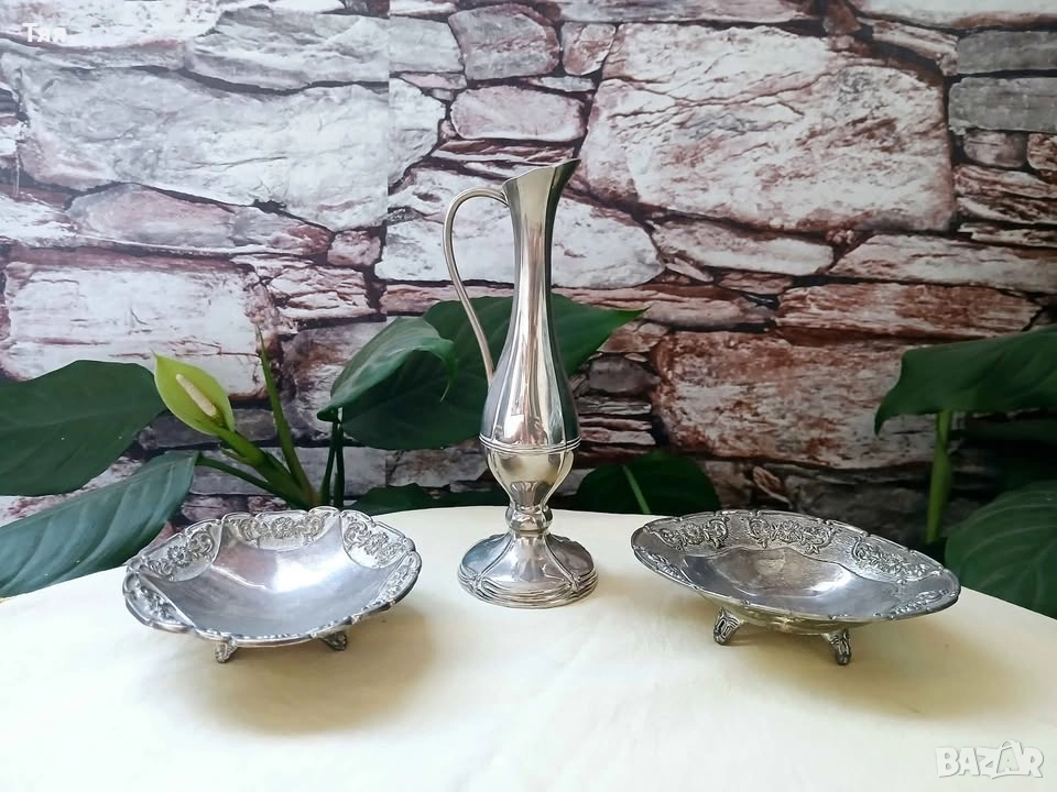 Посребрени каничка и малки фруктиери, снимка 1