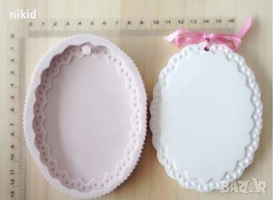 Голям елипс овал къдрав рамка пано силиконов молд форма калъп гипс декор, снимка 1