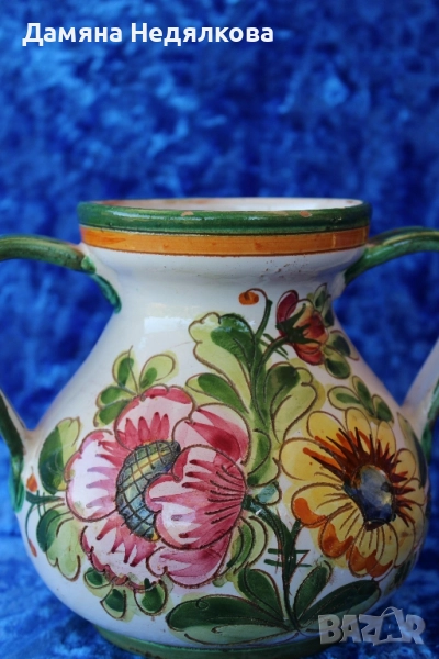 красива ваза с ръчно рисувани цветя, снимка 1