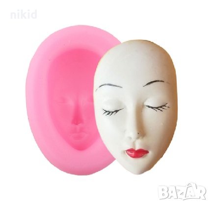 Издължено дамско лице силиконов молд форма декорация и украса торта фондан бисквитки, снимка 1