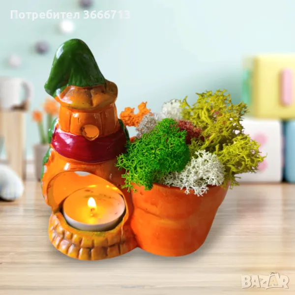 Декоративен свещник със саксийка, снимка 1