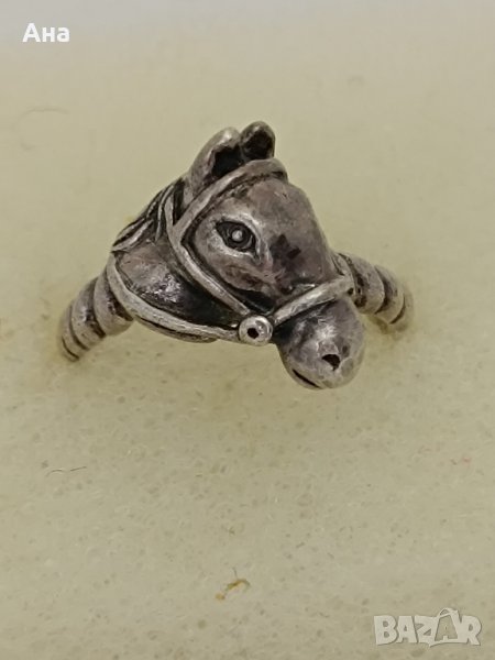 Сребърен пръстен кон Буква ББ, снимка 1