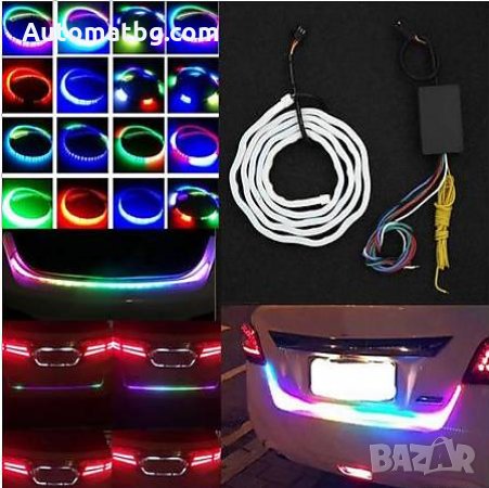 Многоцветна RGB Стоп LED Automat, светеща сигнална лента за багажник на кола, светодиодна цветомузик, снимка 1