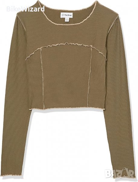 The Drop Everleigh с дълъг ръкав с изрязан топ с открити шевове Blusen XXS Размер НОВА, снимка 1