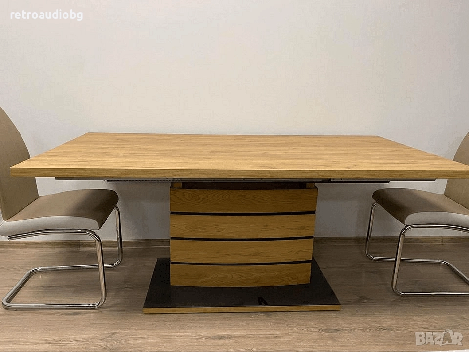 Трапезна маса Леонардо 180х90 дъб/черно - неразтегателна, снимка 1