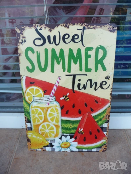 Метална табела Страхотно лято диня лимонов сок лед забавления, снимка 1