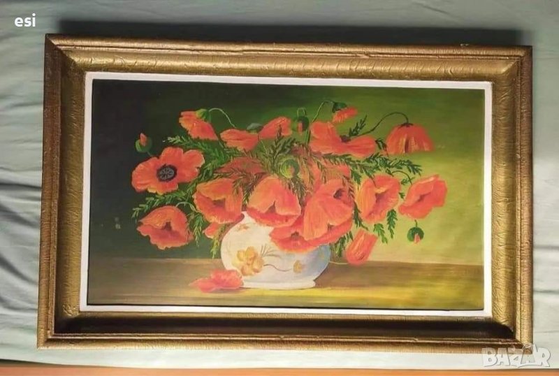 Стара картина макове , снимка 1