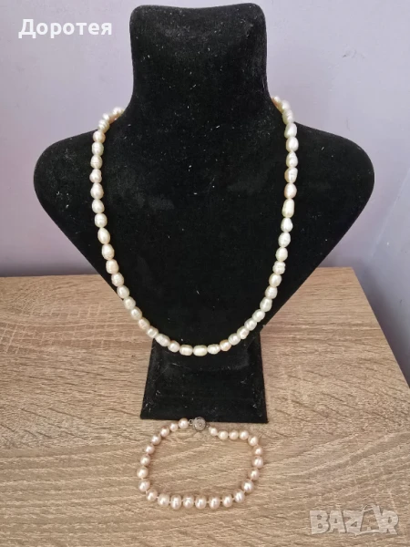 Колие и гривна естествени перли, снимка 1
