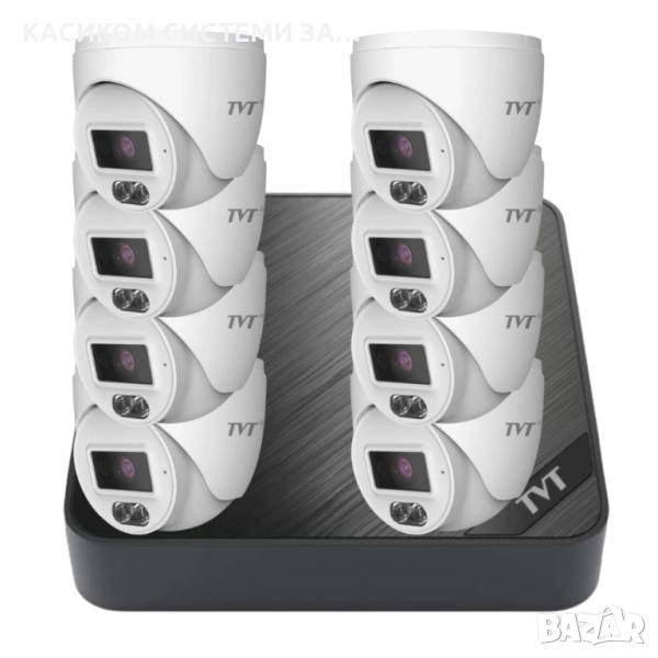 КИТ за Видеонаблюдение от TVT включва 8 броя Висококачествени IP POE видеокамери, снимка 1