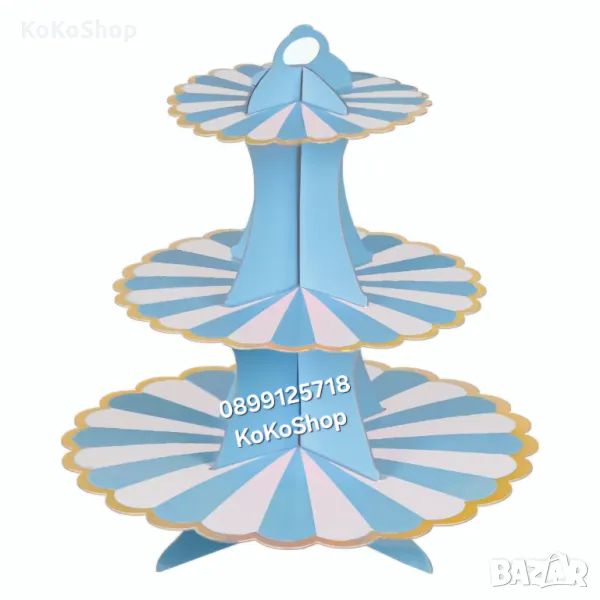 Триетажна поставка за кексчета и десерти/Парти поставка за кексчета/Триетажна поставка за мъфини, снимка 1