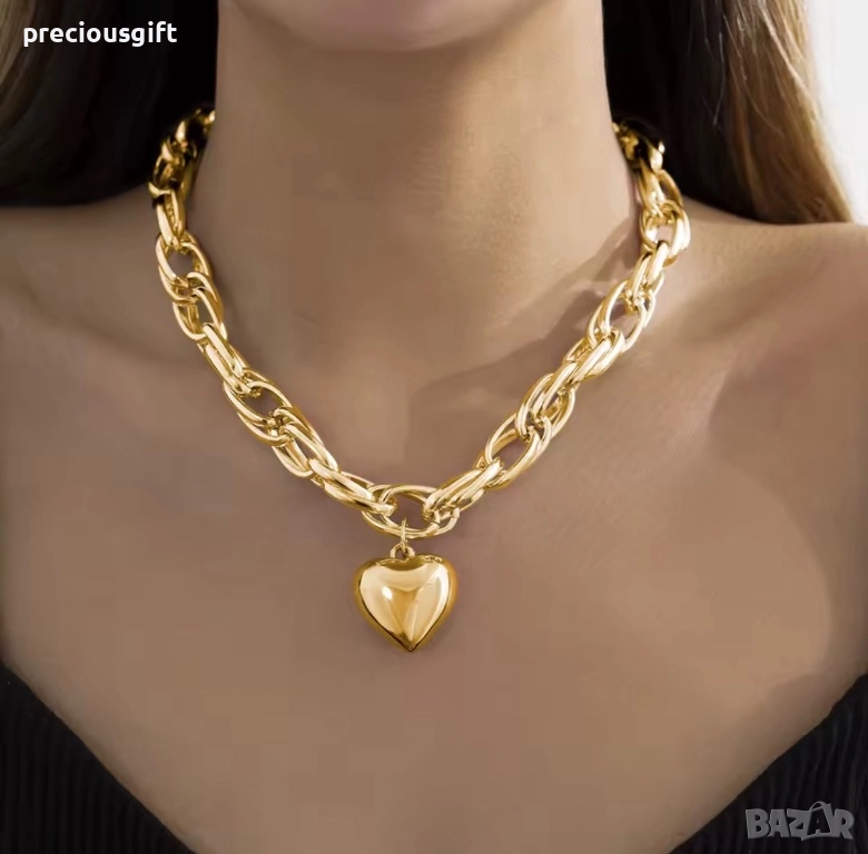 Масивен синджир със сърце, снимка 1