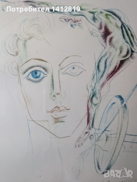 Любен Диманов (1933-2023) графика с паспарту, снимка 1