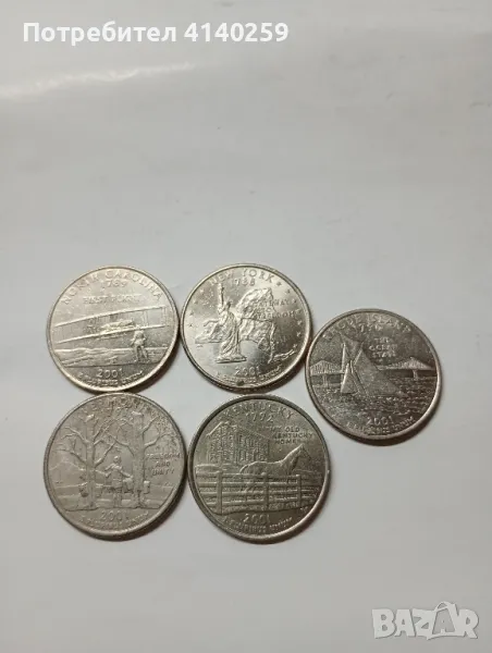 САЩ монети 1/4 долар куортьр лот 2001 г , снимка 1