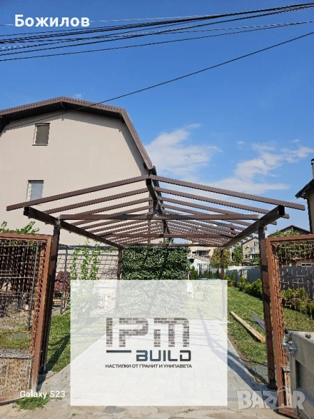 Метални навеси с поликарбонат, дървени навеси с битумни керемиди, безшевни улуци, покриви, снимка 1