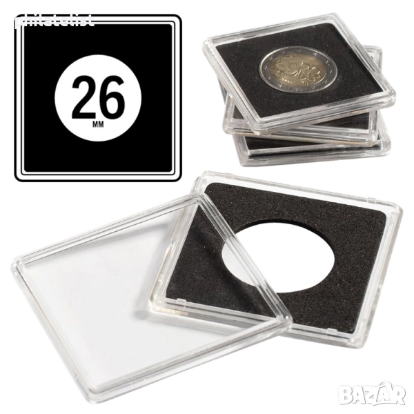 Квадратни капсули за монети QUADRUM - 26 мм , 10 бр., снимка 1