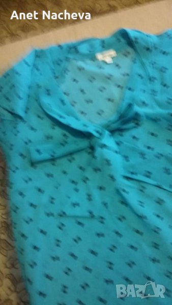 Риза копринена ,петролено зелена ,леко шарена, снимка 1