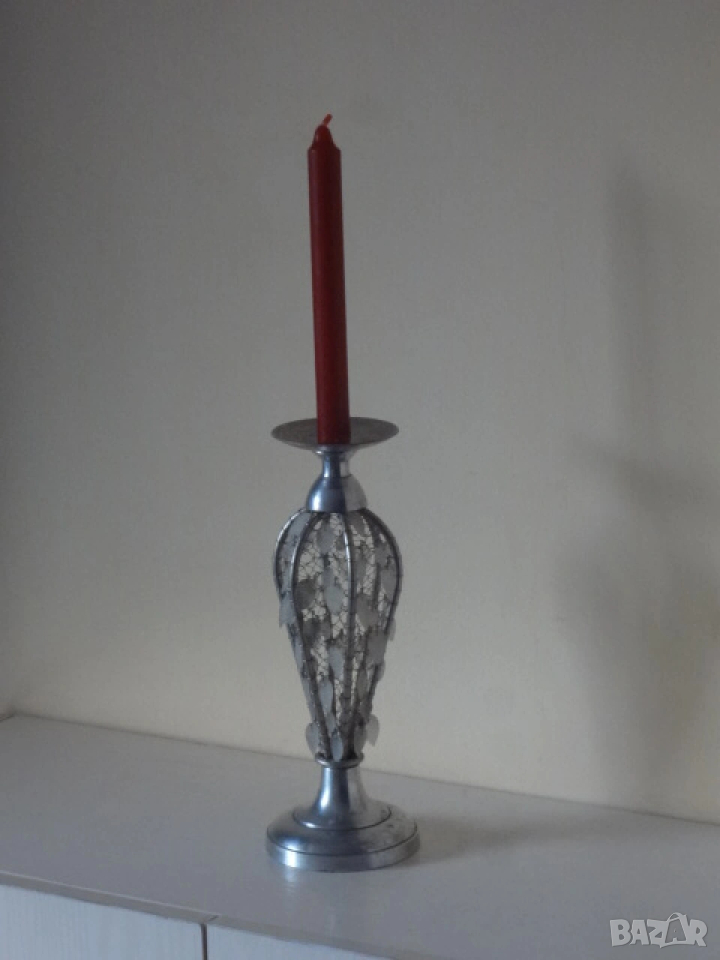 Винтидж сребрист свещник, снимка 1