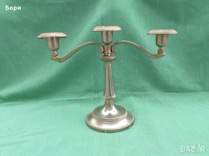 Посребрен свещник за 3бр свеши, снимка 1