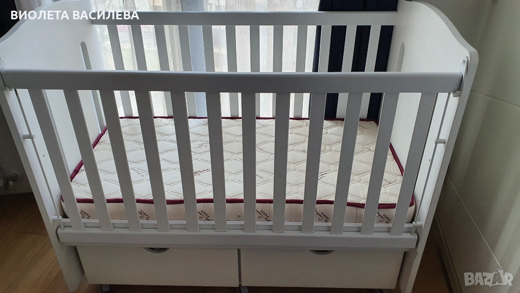 Бебешка кошара от МДФ Felicio + матрак Pierre Cardin, снимка 1