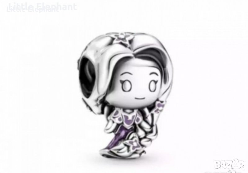 Сребърен елемент Пандора,Дисни"Любопитната Рапунцел"/нов, снимка 1
