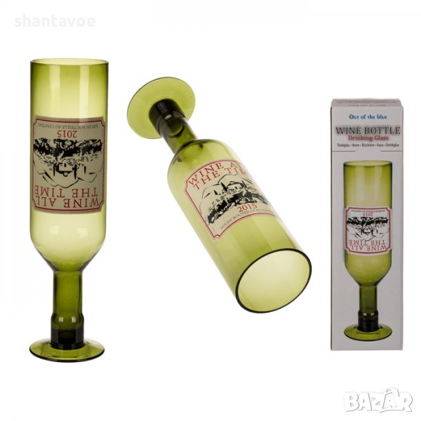 Чаша за вино във формата на обърната бутилка, снимка 1