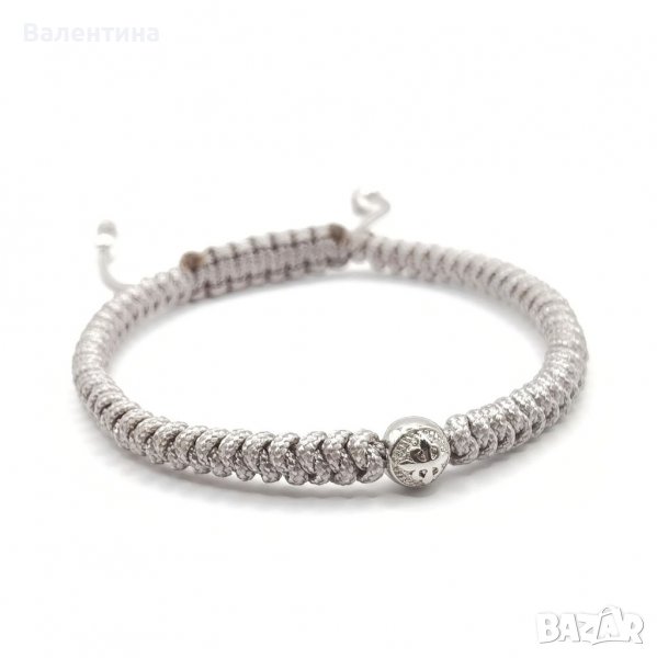 Дамска/мъжка гривна с 925 сребърен елемент с лого, плетена, снимка 1