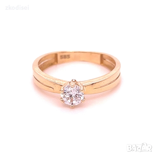 Златен дамски пръстен 1,97гр. размер:52 14кр. проба:585 модел:34478-5, снимка 1