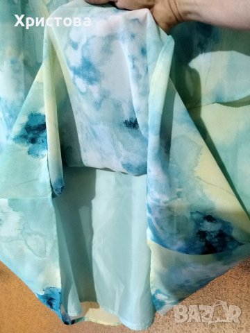 Дълга елегантна пола в синьо, жълто и бяло, L/XL, снимка 4 - Поли - 37400333