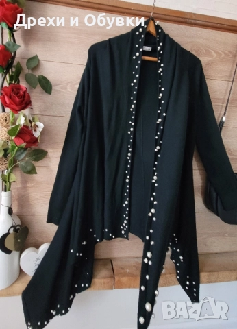 Черна жилетка с камъни и перли, снимка 3 - Жилетки - 52466592