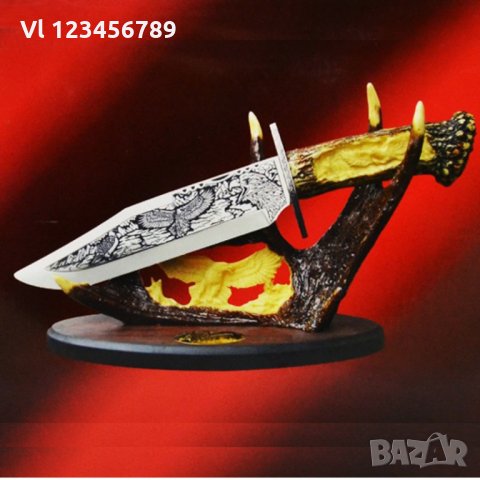 Гравиран декоративен ловен нож 23 х 38 см (ОРЕЛ)