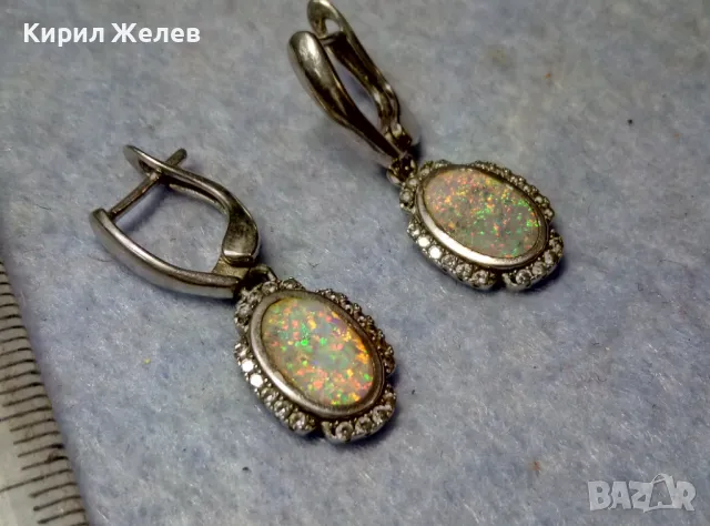 ПРЕКРАСНИ СКЪПОЦЕННИ СРЕБЪРНИ ОБЕЦИ СРЕБРО 925 АНГЛИЙСКА ИЗРАБОТКА с БЯЛ ОГНЕН ОПАЛ и ЦИРКОНИ 26212, снимка 9 - Обеци - 49917578