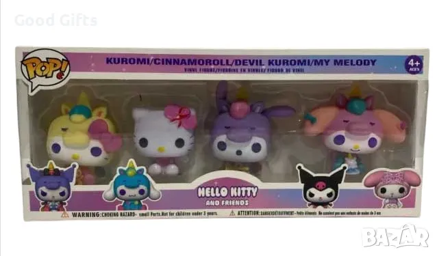 4 Броя Комплект Фигурки Funko POP Hello Kitty Kuromi Melody
