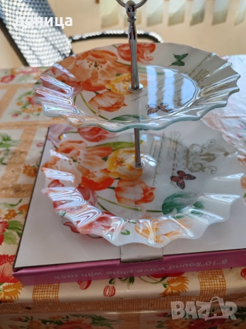 Стъклена поставка , снимка 2 - Декорация за дома - 52106230