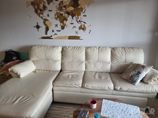 Ъглов кожен диван 