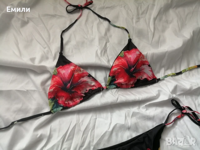 Нов комплект дамски бански от две части с принт цветя хибискус р-р M, L, снимка 9 - Бански костюми - 50620476