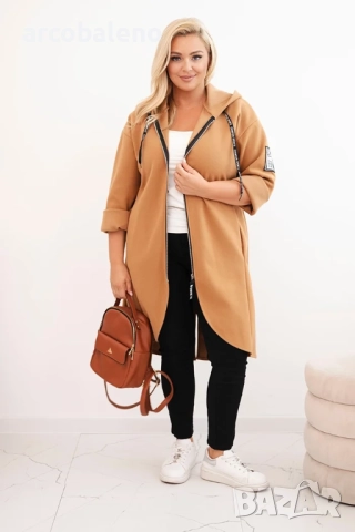 Елегантно дамско палто Plus Size с яка и големи джобове fango, 7цвята , снимка 3 - Палта, манта - 51684855