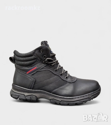 Модерни мъжки боти в черен цвятс цип и връзки и топла подплата модел: K13-1 Black