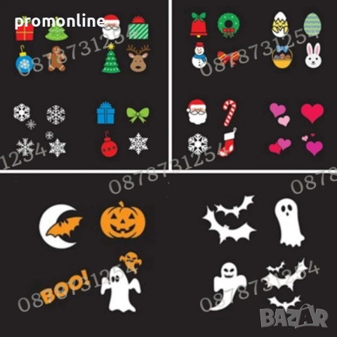 Детски LED прожектор за Коледа Проектор с 12 диска и 48 картинки, снимка 11 - Други - 52513698