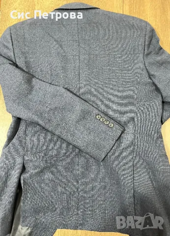 Мъжко синьо-сиво (меланж) сако, снимка 2 - Сака - 49775288