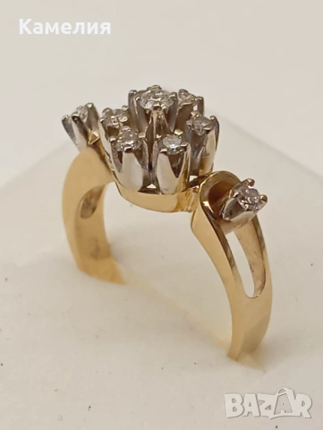 Златен пръстен с брилианти. , снимка 8 - Пръстени - 53532770