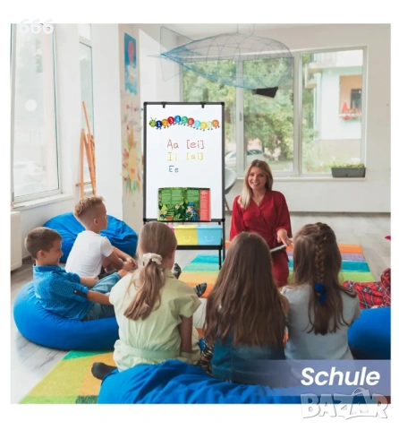 Стойка за флипчарт MAKELLO, 90 x 60 см, с тава за съхранение, магнитна бяла дъска, снимка 3 - Други стоки за дома - 53606890