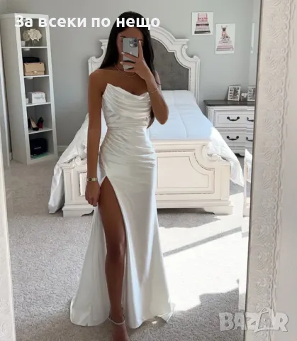 Дамска Дълга Рокля Сатен - Налични Различни Цветове Код LFS346, снимка 4 - Рокли - 49613162