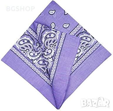 Бандана - Хип Хоп шал - Светло лилава, снимка 3 - Шалове - 28831950