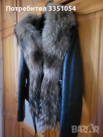Страхотно кожено яке с яка от лисица, снимка 8 - Якета - 51693507