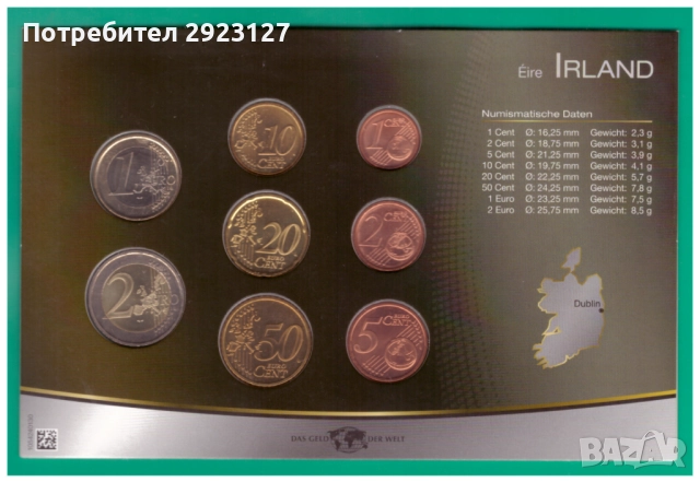 СЕТ ОСЕМ ЕВРОМОНЕТИ ОТ ИРЛАНДИЯ, снимка 2 - Нумизматика и бонистика - 51999823