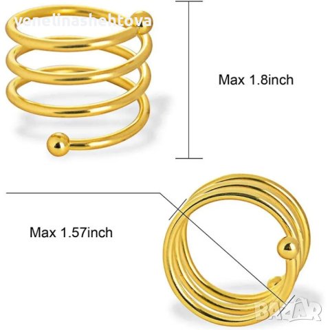 Комплект 6 броя пръстени за салфетки от плат златист цвят , снимка 5 - Други - 43891663