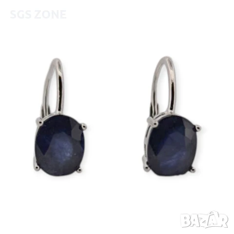 СРЕБЪРНИ ОБЕЦИ СЪС САПФИР ИЛИ РУБИН, снимка 3 - Обеци - 51103986