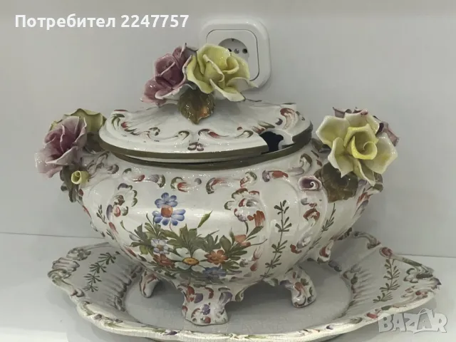 Супник Bassano с поднос, снимка 3 - Антикварни и старинни предмети - 48763533