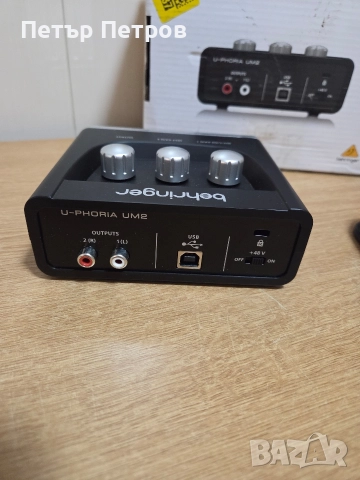 Behringer UM2 USB аудио интерфейс, черен, 48 kHz, 1 XLR комбиниран вход, 1 1/4" изход за слушалки , снимка 2 - Друга електроника - 52971658