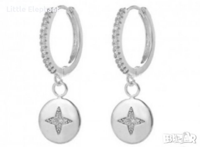 Сребърни висящи обеци с кристали бранд/нови, снимка 1